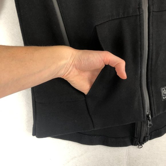 SP Aesthetics Men's Size Small Black Two-Way Full Zip Long Sleeve Hooded Jacket - Picture 4 of 11